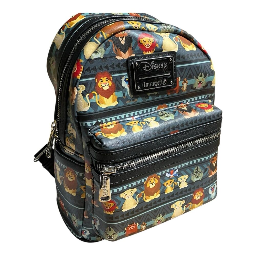 Disney Loungefly Backpack Black Lion King Chibi Mufasa Simba Tribal Safari‎ READ